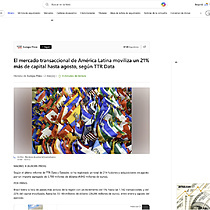 El mercado transaccional de Amrica Latina moviliza un 21% ms de capital hasta agosto, segn TTR Data